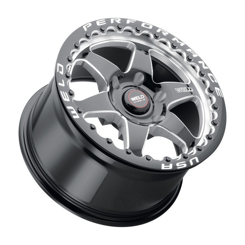 Weld 17x11 Ventura 6 Beadlock 6x127 ET36 BS7.375 Gloss BLK MIL DIA 78.1