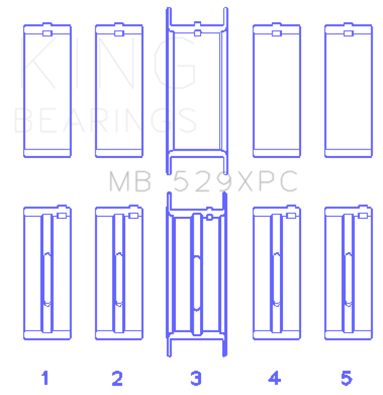 King Ford 260CI/289CI/302 5.0L Windsor Coated Crankshaft Main Bearing Set