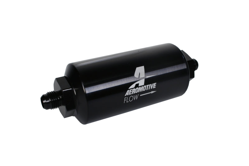 Aeromotive AER12348 In-Line Fuel Filter, AN-6 Male, 40-Micron Stainless Steel Element, Black Anodized
