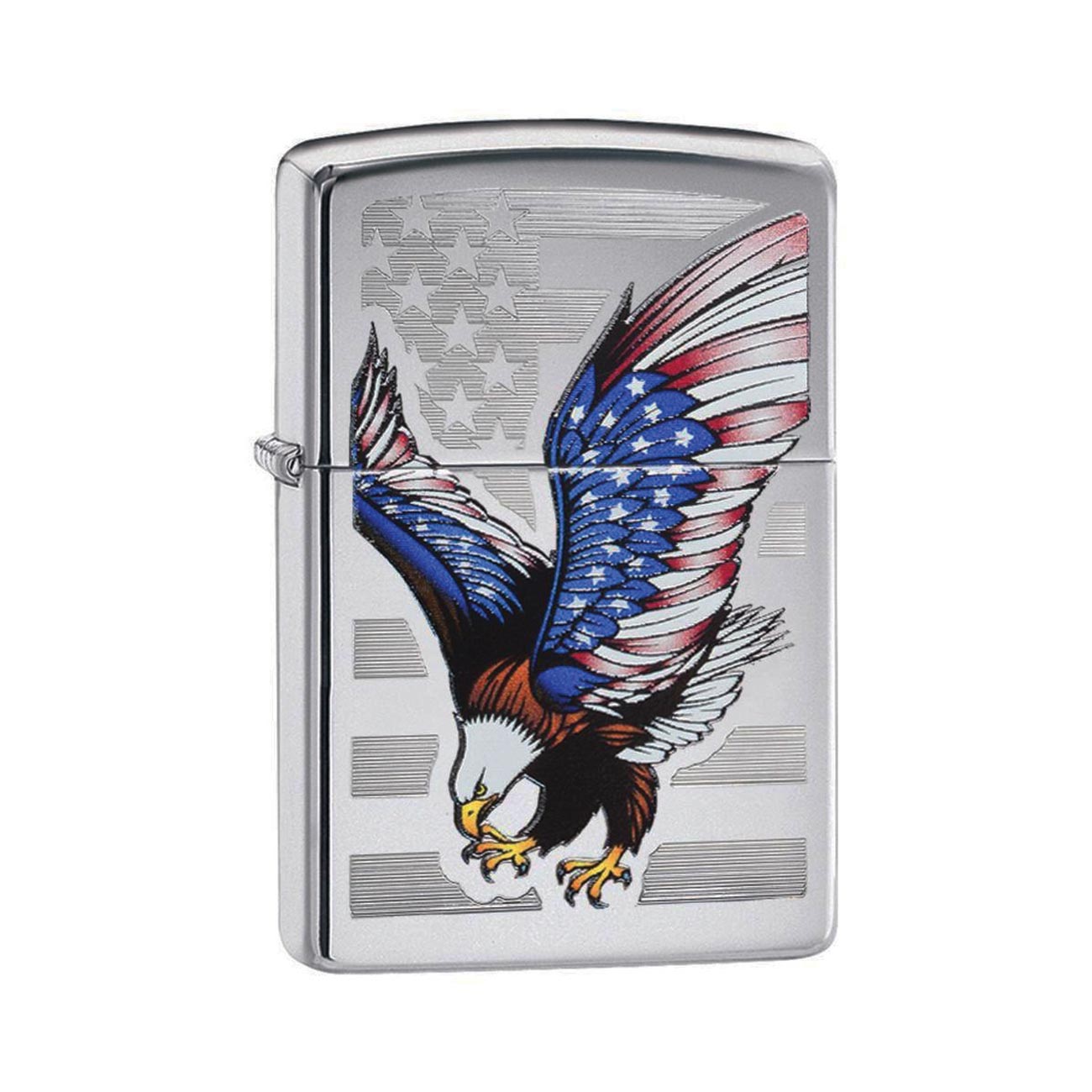 Zippo Windproof Lighter E-Star Award Patriotic Eagle Flag High Polish Chrome