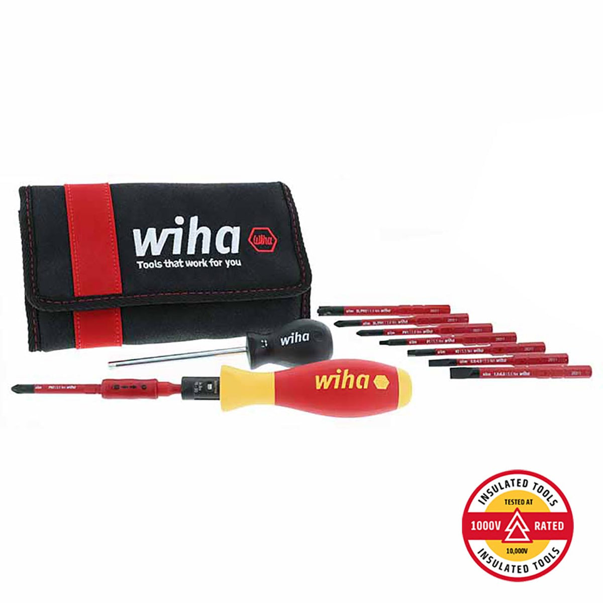 Wiha 28789 Insulated TorqueVario-S 10–50 in-lb and SlimLine Blade Set, 11-Piece