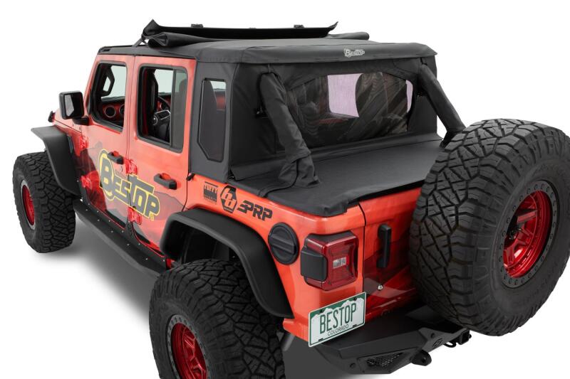 Bestop 18-26 Jeep Wrangler JL 4-Door Halftop Soft Top in Premium Black Twill