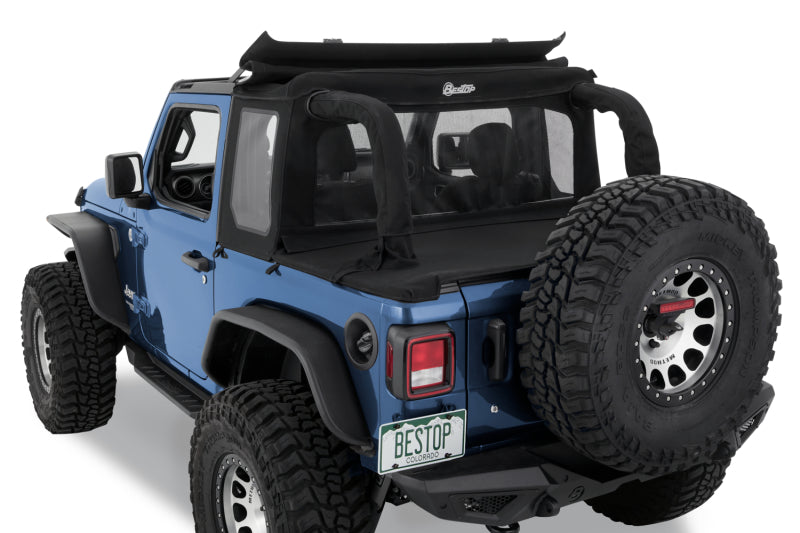 Bestop 18-23 Jeep Wrangler JL 2-Door Halftop Soft Top – Premium Black Twill