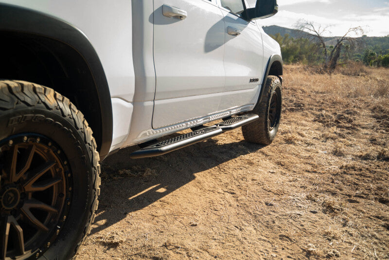 DV8 Offroad OE Plus Side Steps for 2019-2025 RAM 1500 Crew Cab, Black Steel - DVE SRDR1-01