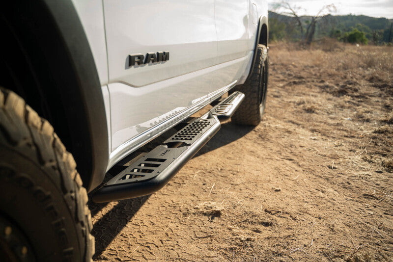 DV8 Offroad OE Plus Side Steps for 2019-2025 RAM 1500 Crew Cab, Black Steel - DVE SRDR1-01