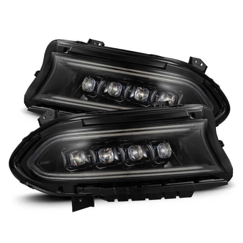 AlphaRex ARX880500 Nova-Series LED Projector Headlights for 2015–2023 Dodge Charger, Alpha-Black with Active Light, Sequential Signal and Switchback DRL
