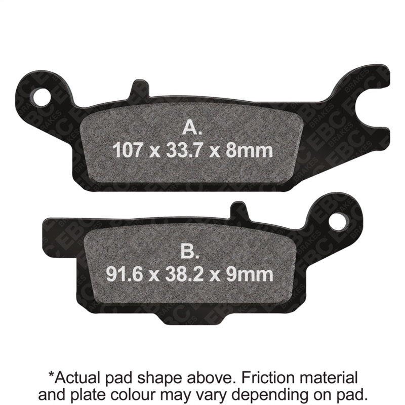 EBC Powersports FA445X Carbon X Rear Brake Pads for 2009-2014 Yamaha YFM 550 Grizzly FI 4WD