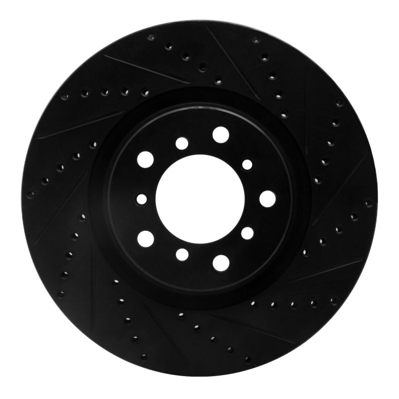 R1 Concepts RNC633-31054D Left Front Drilled and Slotted Black Brake Rotor for 2001-2006 BMW M3
