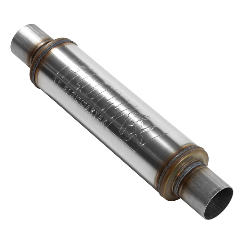 Flowmaster FlowFX Muffler 2.50 Inch Inlet/Outlet - 4 Inch Round Body - Stainless Steel - Part Number FLO71416