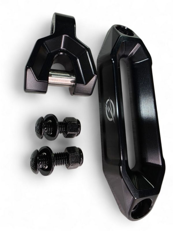 Elektric Off Road Winch Hawse Fairlead and Hook Combo - Anodized Black for UTVs