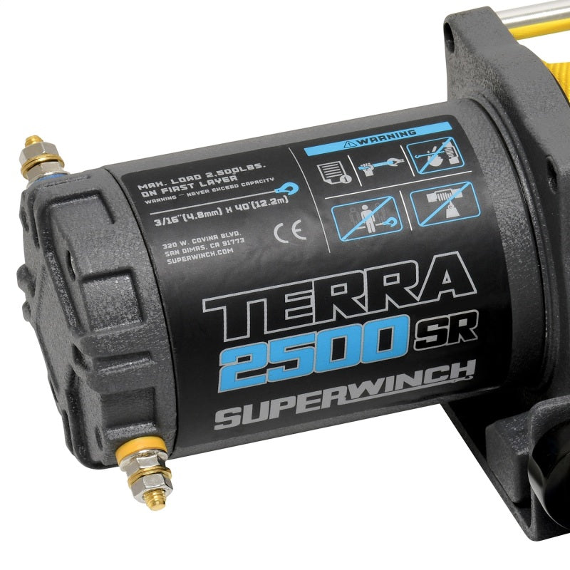 Superwinch 2500 LBS 12 V DC 3/16in x 40ft Synthetic Rope Terra 2500SR Winch - Gray Wrinkle