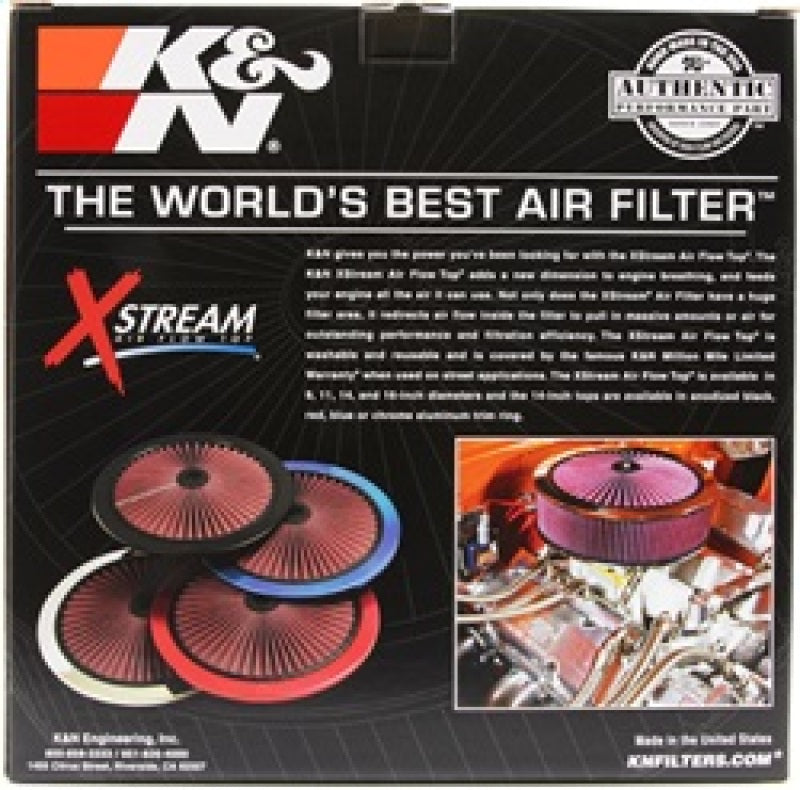 K&N XStream 14-Inch Round Air Filter Top, Black – Part Number 66-1401