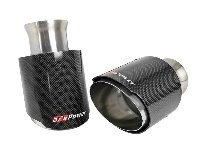 aFe MACH Force-Xp 4-1/2-Inch Carbon Fiber Exhaust Tips, Part 49C32068-C, 2015-2022 Dodge Charger Hellcat