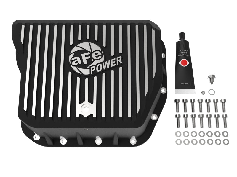 aFe POWER Pro Series Transmission Pan, Black with Machined Fins, Part Number 46-70052, Dodge Diesel Trucks 1994-2007 5.9L