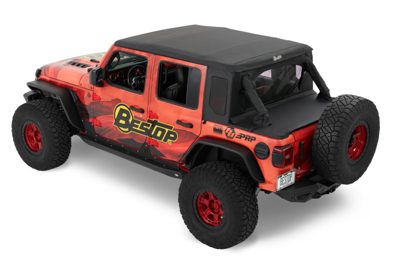 Bestop 18-23 Jeep Wrangler JL 4-Door Halftop Conversion Kit – Premium Black Twill
