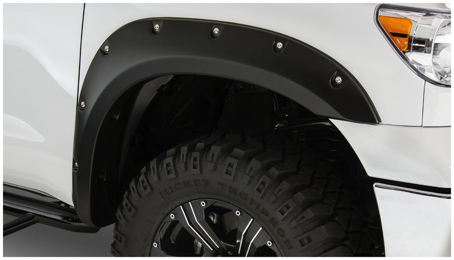 Bushwacker - 30911-02 - Fender Flare -  30911-02 Black Pocket/Rivet Style Smooth Finish 4-Piece Fender Flare Set for 2007-2013 Toyota Tundra - P/N: 30911-02