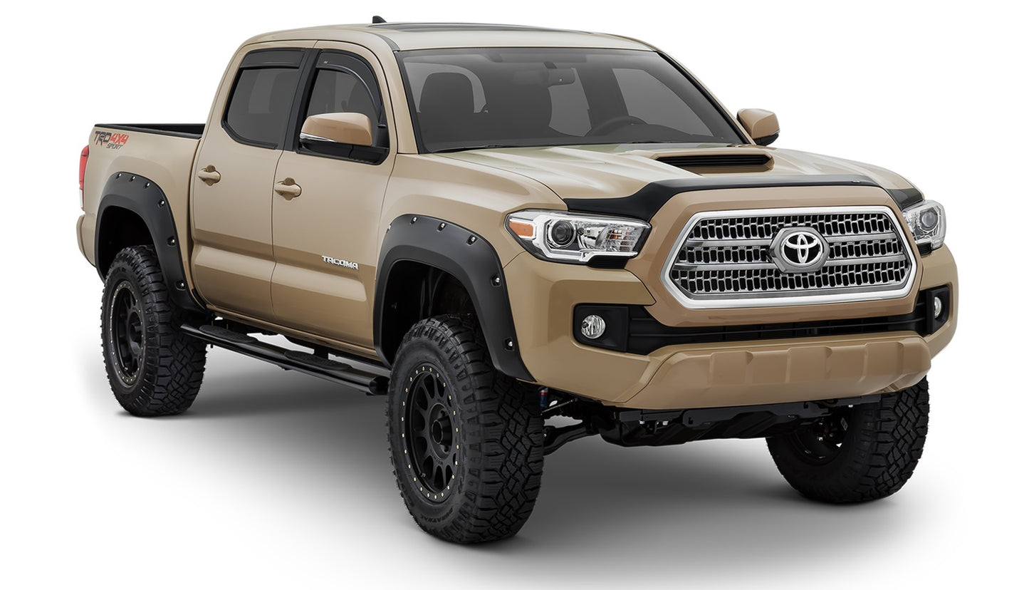 Bushwacker - 30922-02 - Fender Flare Set -  30922-02 Black Pocket/Rivet Style Smooth Finish 4-Piece Fender Flare Set for 2016-2022 Toyota Tacoma - P/N: 30922-02