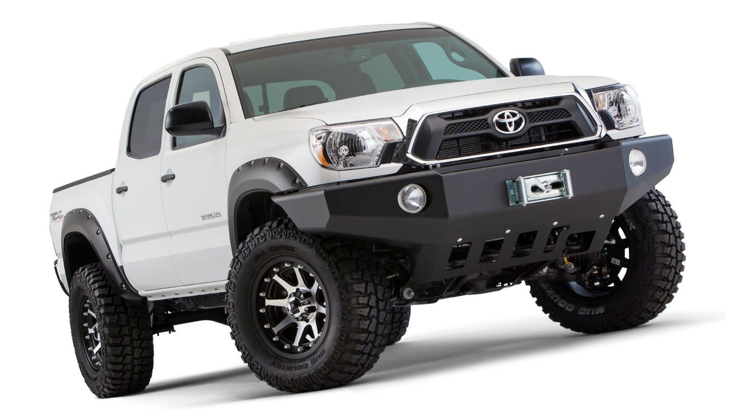 Bushwacker - 31928-02 - Fender Flare -  31928-02 Black Pocket/Rivet Style Smooth Finish 4-Piece Fender Flare Set for 2012-2015 Toyota Tacoma w/60.3 In. Bed - P/N: 31928-02