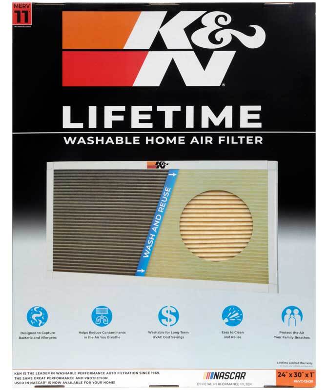K&N Engineering HVC-12430 Washable and Reusable HVAC Air Filter, MERV 11