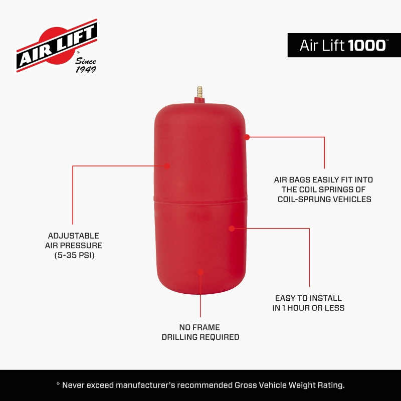 Air Lift 1000 Air Spring Kit, Part Number ALF60769