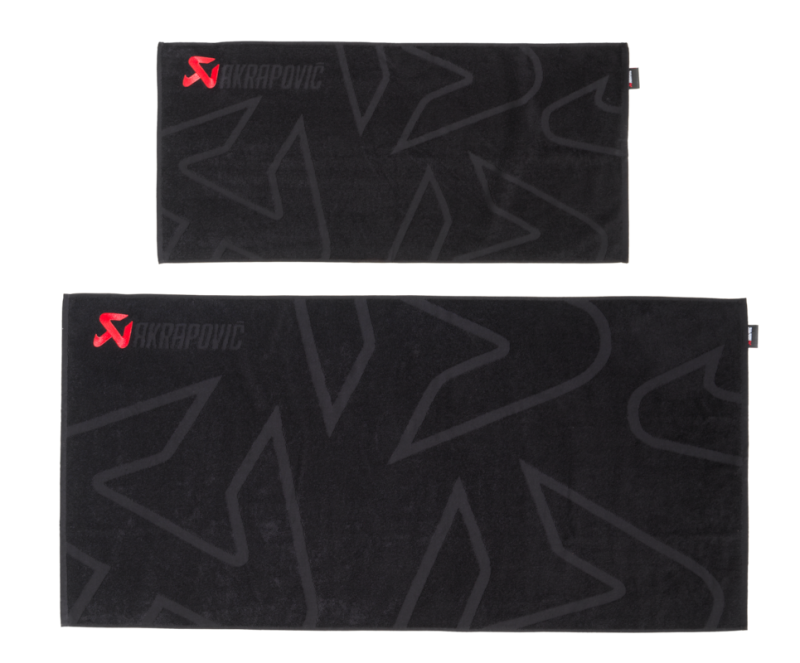 Akrapovic Towel Set with Waterproof Carrying Bag, Black with Red Logo - AKR802310