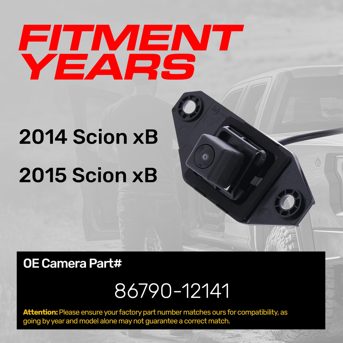 Toyota Scion xB (2014-2015) OEM Replacement Backup Camera OE Part # 86790-12141