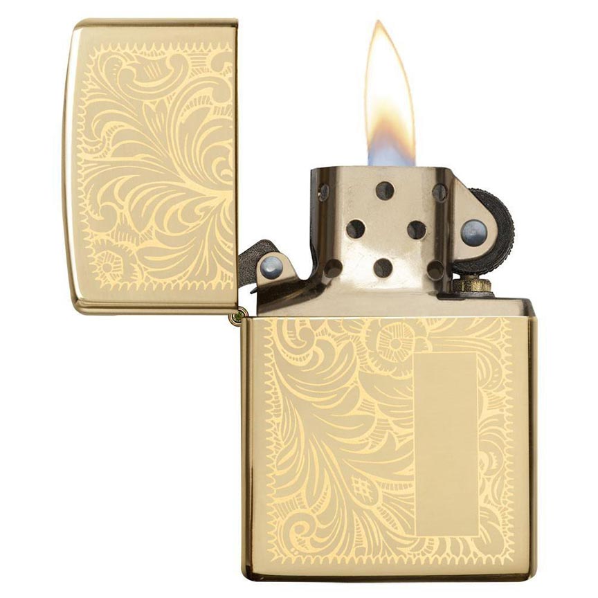 Zippo 352B Windproof Lighter, Venetian High Polish Brass