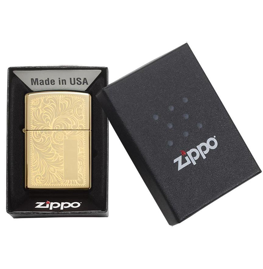 Zippo 352B Windproof Lighter, Venetian High Polish Brass