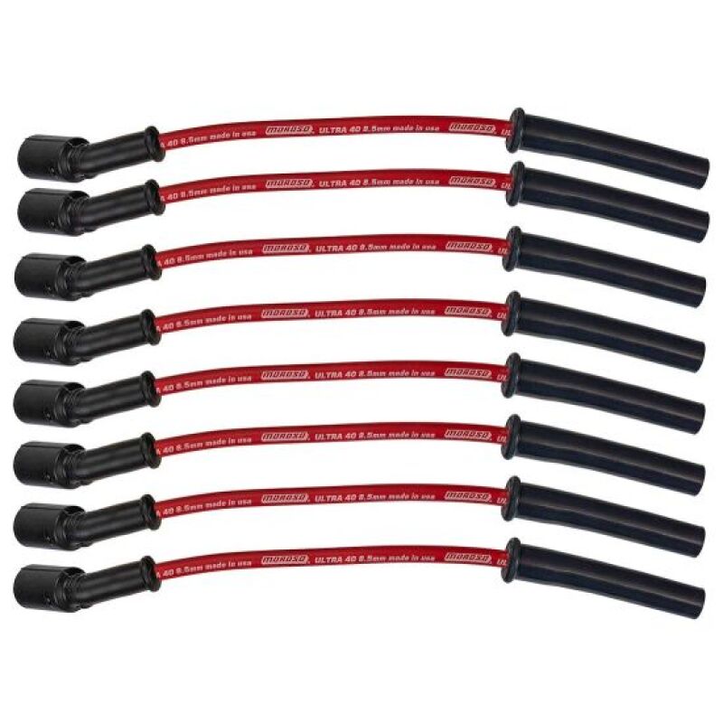 Moroso 99-13 GM LS/LQ 4.8-6.2L Ultra 40 8.5mm Multi-Angle Boot Spark Plug Wire Set - Red