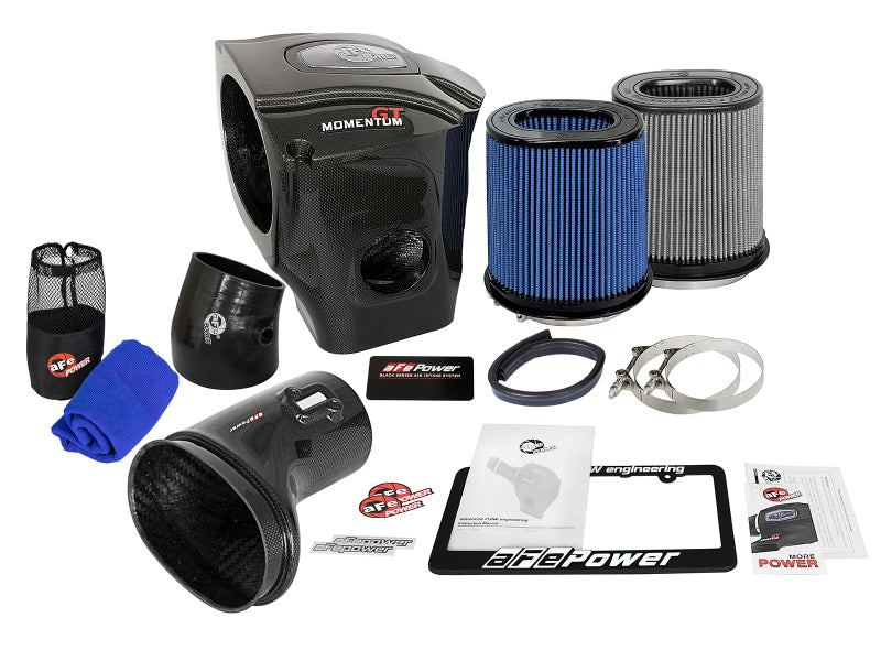aFe Momentum GT Black Series Carbon Fiber Cold Air Intake with Pro 5R and Pro DRY S Filters, 2015-2016 Dodge Challenger and Charger SRT Hellcat 6.2L HEMI, 52-72204-CF
