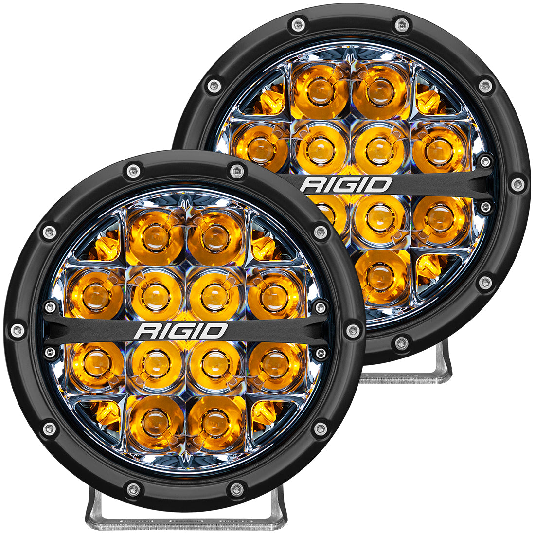 Rigid Industries - 36201 - LED Light Pods - 360-Series 6 Inch Led Off-Road Spot Beam Amber Backlight Pair