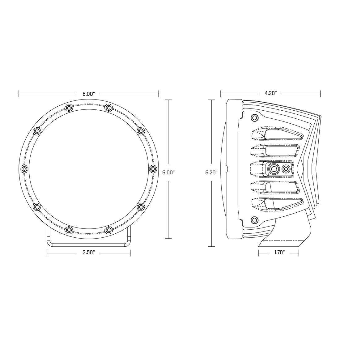 Rigid Industries - 36210 - Auxiliary Light - 360-Series 6 Inch Spot with Amber PRO Lens Pair