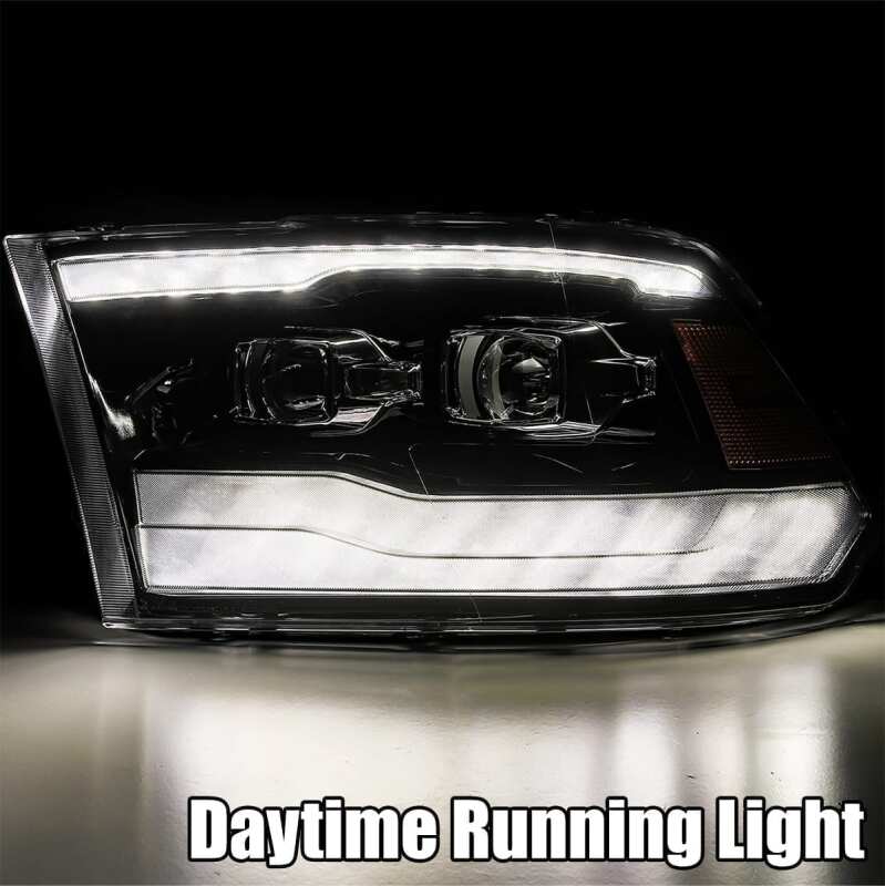 AlphaRex PRO-Series Projector Headlights for 2009–2014 Dodge Charger, Plank Style Black with Sequential Signal and Smoked DRL