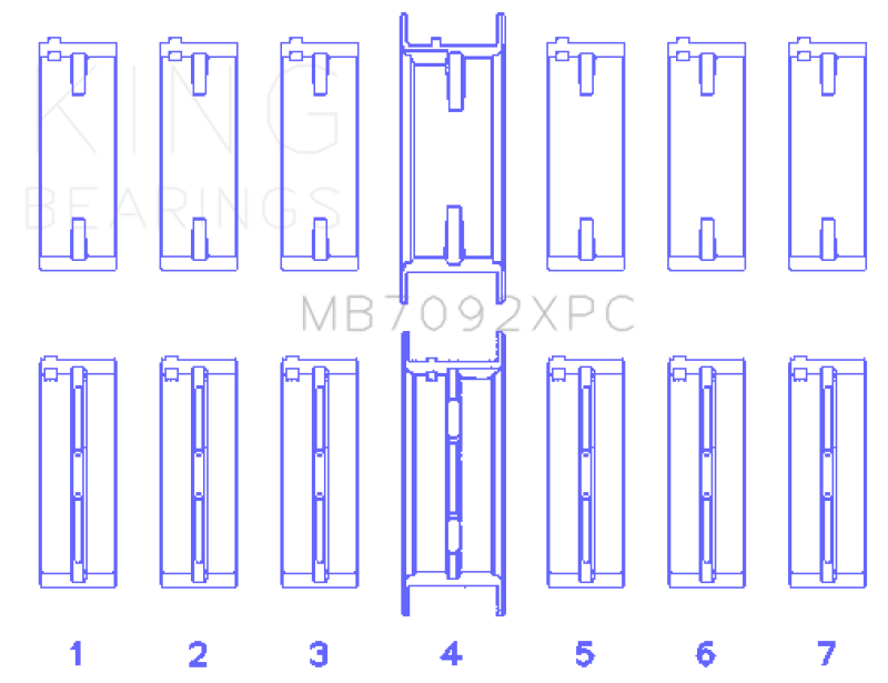 King Nissan RB26DETT 24V-Coated (STDX Size) Crankshaft Main Bearing Set (Set of 7)
