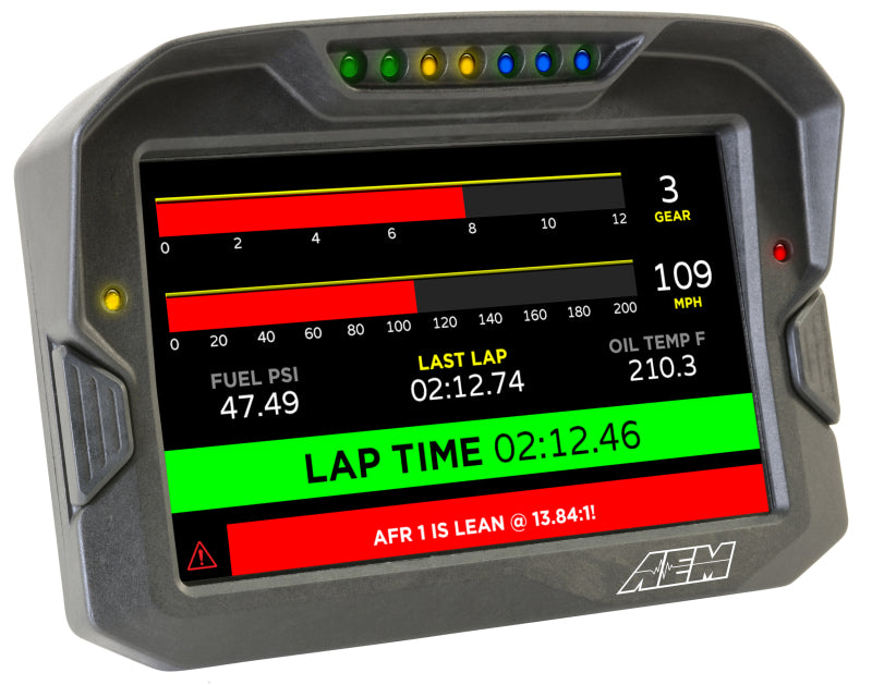 AEM CD-7G Carbon Digital Dash Display, GPS-Enabled Non-Logging Race Dash with CAN Input Only, Part Number 30-5702