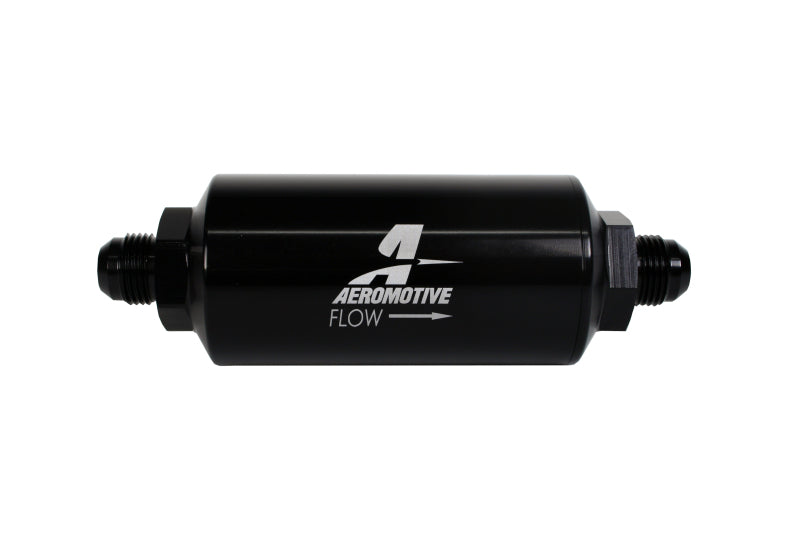 Aeromotive AER12378 In-Line Fuel Filter, AN-8 Male, 40-Micron Stainless Mesh, Black Anodized