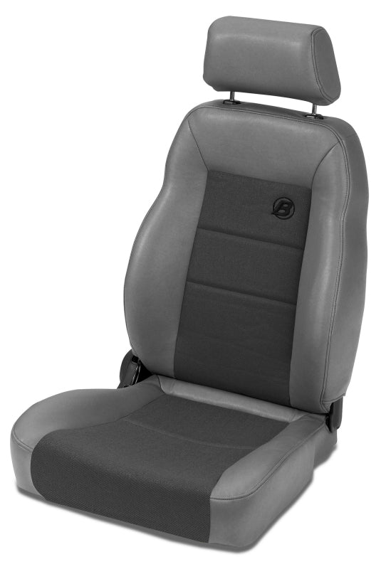 Bestop Trailmax II Pro Front Driver Side Seat for Jeep CJ7 and Wranglers - Charcoal/Gray Fabric