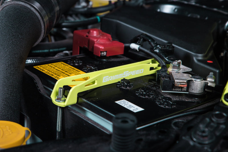 Grimm Speed Subaru Impreza/WRX/STI/Legacy/Forester/Baja/BRZ Lightweight Battery Tiedown- Neon Green