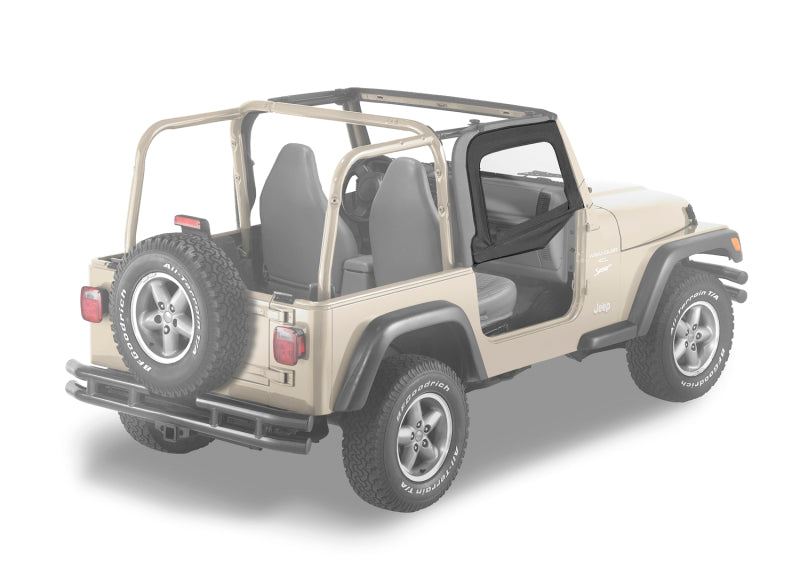 Bestop 97-06 Jeep Wrangler TJ Upper Fabric Doors - Black Denim, Part Number BES51790-15