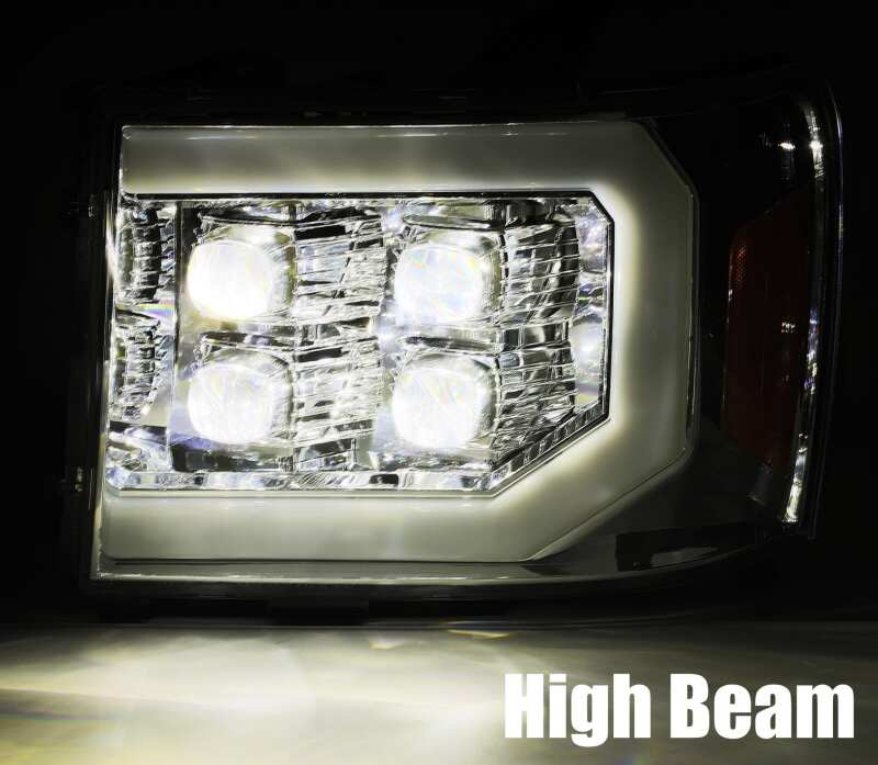 AlphaRex NOVA LED Projector Headlights for 2007–2014 GMC Sierra 2500HD, Plank Style, Matte Black – ARX880607