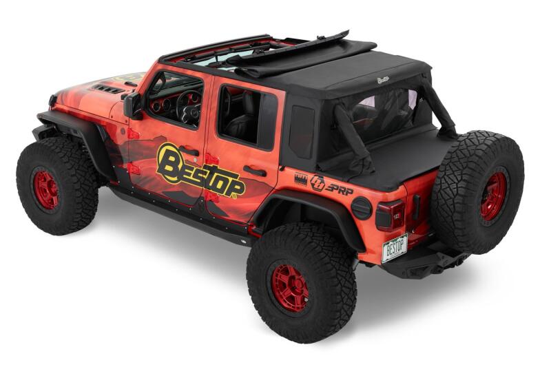 Bestop 18-26 Jeep Wrangler JL 4-Door Halftop Soft Top in Black Diamond - Part bes53904-35