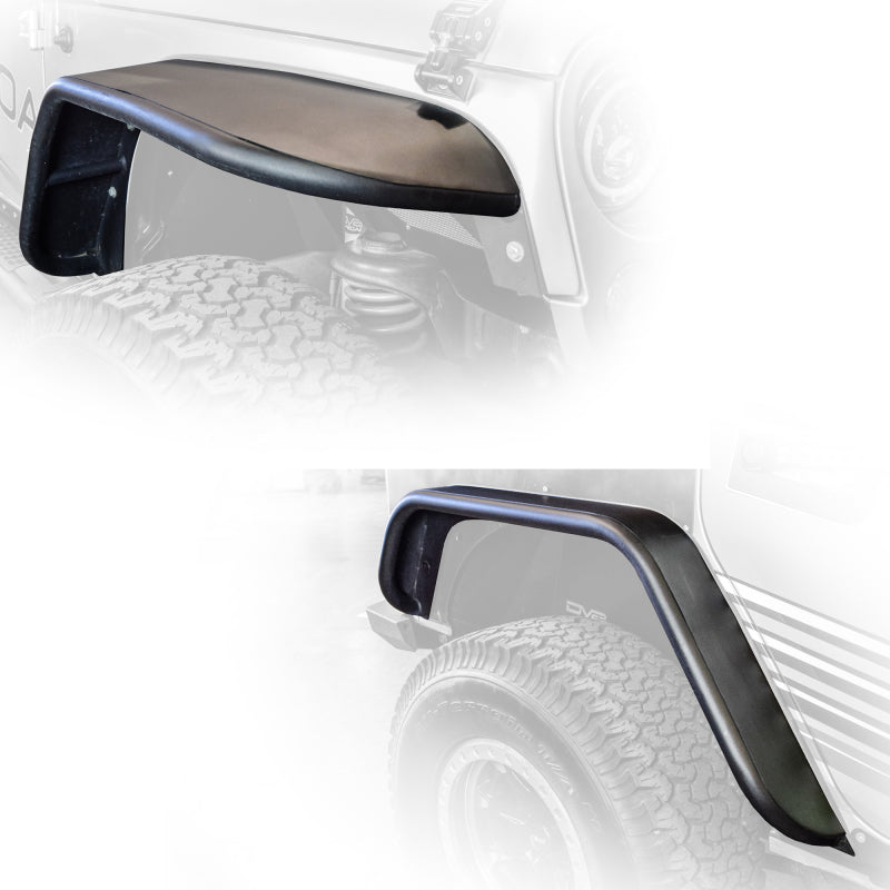 DV8 Offroad DVEFENDB-02 2007-2018 Jeep Wrangler JK Flat Tube Fender Flares, Front and Rear