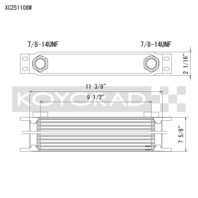 Koyo 25-Row Oil Cooler with AN-10 ORB Provisions, Part XC251108W