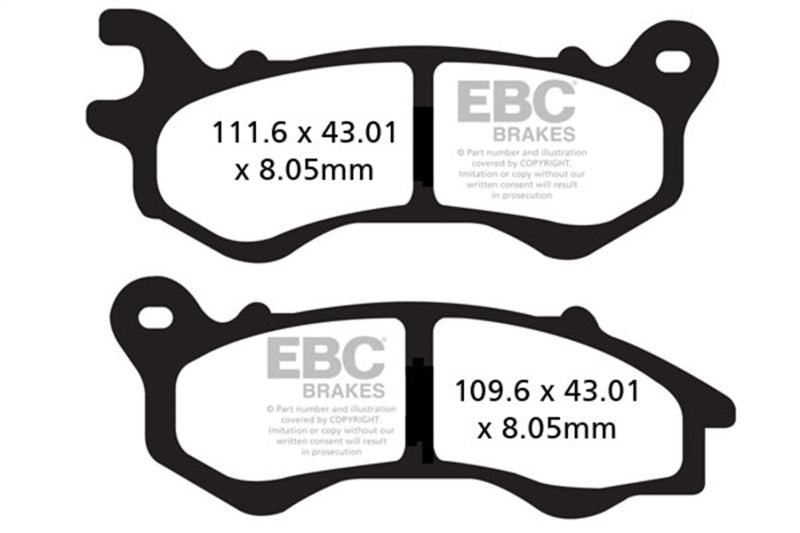 EBC Powersports SFA603 Organic Front Left Brake Pads for 2011 Honda PCX 125 WW 125 EX2A