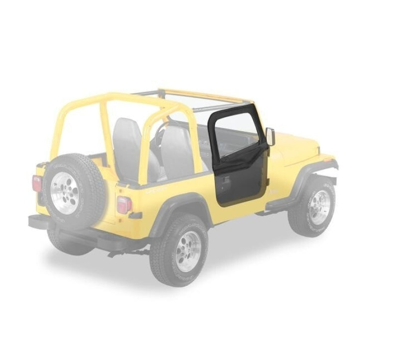 Bestop 88-95 Jeep Wrangler YJ Upper Fabric Doors with Rounded Upper Corners, Black Crush - Part Number BES51780-01
