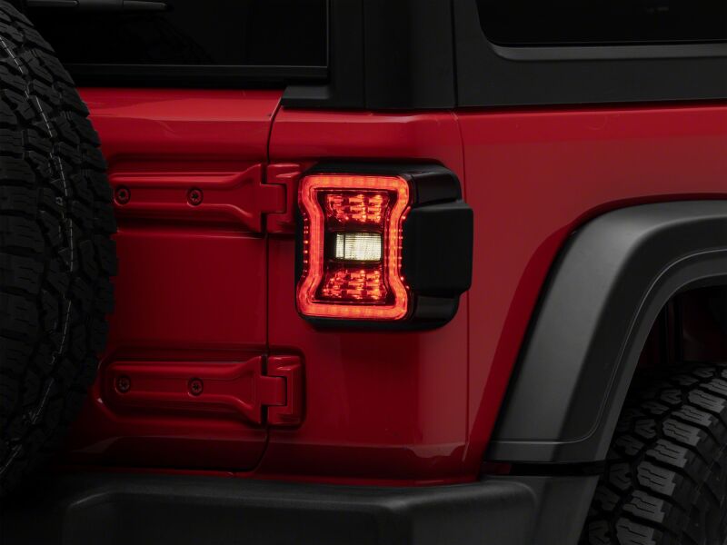 Raxiom Jeep Wrangler JL LED Tail Lights with Red Housing and Smoked Lens - Part RAXJ181425