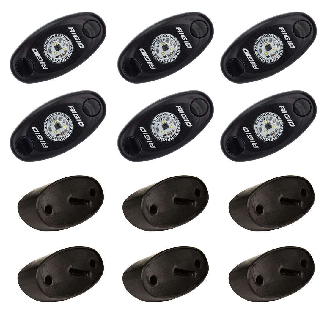 Rigid Industries - 400253 - Auxiliary Light - Rock Light Kit Cool White Set of 6 Lights A-Series