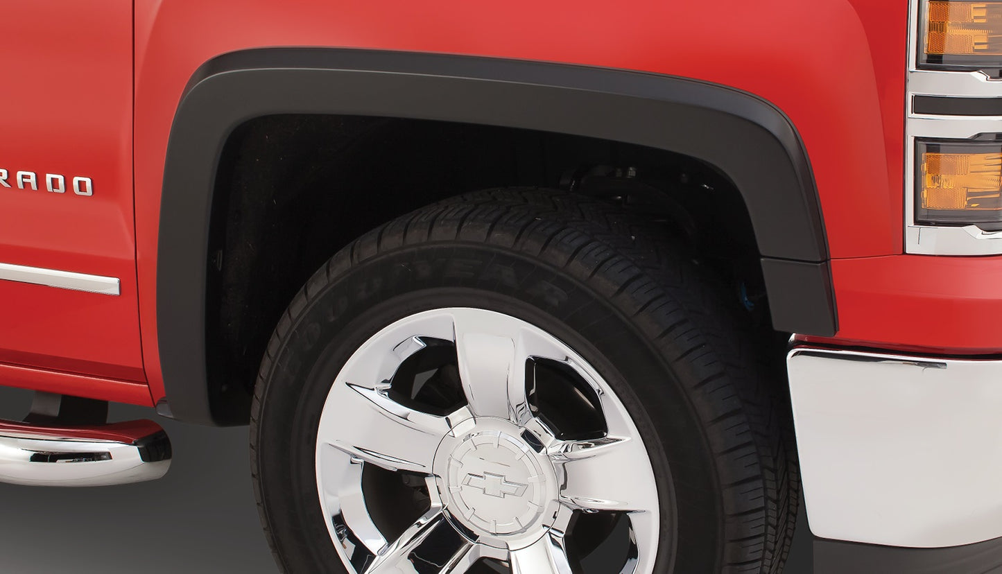 Bushwacker - 40113-02 - Fender Flare -  40113-02 Black OE-Style Smooth Finish Front Fender Flares for 2019 Chevrolet Silverado 1500 LD, 2014-2018 Silverado 1500, 2015-2019 Silverado 2500 HD/3500 HD - P/N: 40113-02