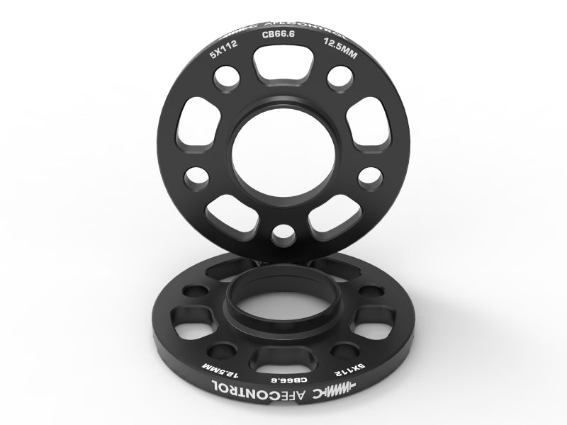 aFe CONTROL Billet Aluminum Wheel Spacers, 5x112, 66.6mm Center Bore, 12.5mm, Toyota GR Supra and BMW G-Series, Part Number afe610-721001-B