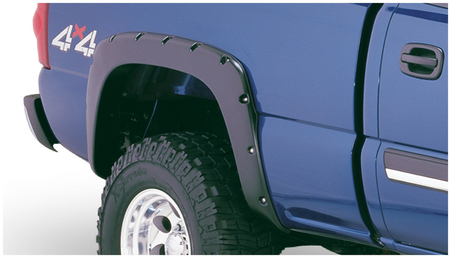 Bushwacker - 40918-02 - Fender Flare -  40918-02 Black Pocket/Rivet Style Smooth Finish 4-Piece Fender Flare Set for 2003-2006 Silverado 1500, 1500 HD, 2500 HD, 3500; 2007 Silverado Classic Models; Excludes Dually - P/N: 40918-02